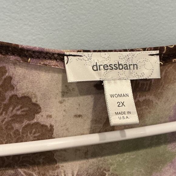 Vintage Dressbarn Womens Beaded Fairy Grunge Top Plus Size 2X Green Brown Sequin - Picture 3 of 9